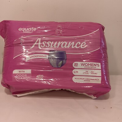 Equate Assurance Womens  20 Count Maximum Absorbency Briefs Size Small/medium