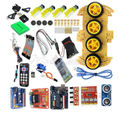 HC-SR04 Smart Car Kits +  R3 + Nano V3.0 I/O Shield + L298N Motor Driver Kits