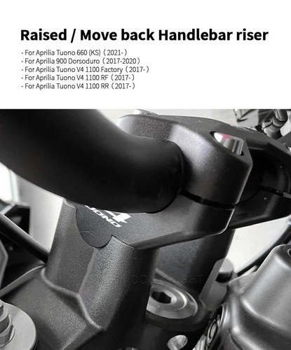 Handlebar Riser Clamp Extend Adapter For Aprilia Tuono 660 V4 900 Dorsoduro 17- - Picture 15 of 22