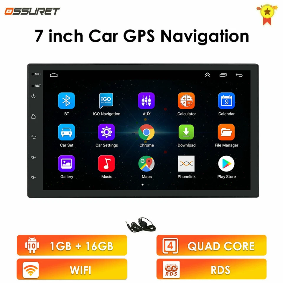 Android 9.1 7" Coche Estéreo GPS Navegación Radio FM Reproductor Doble Din WIFI BT + MICRÓFONO Foto 3 de 4