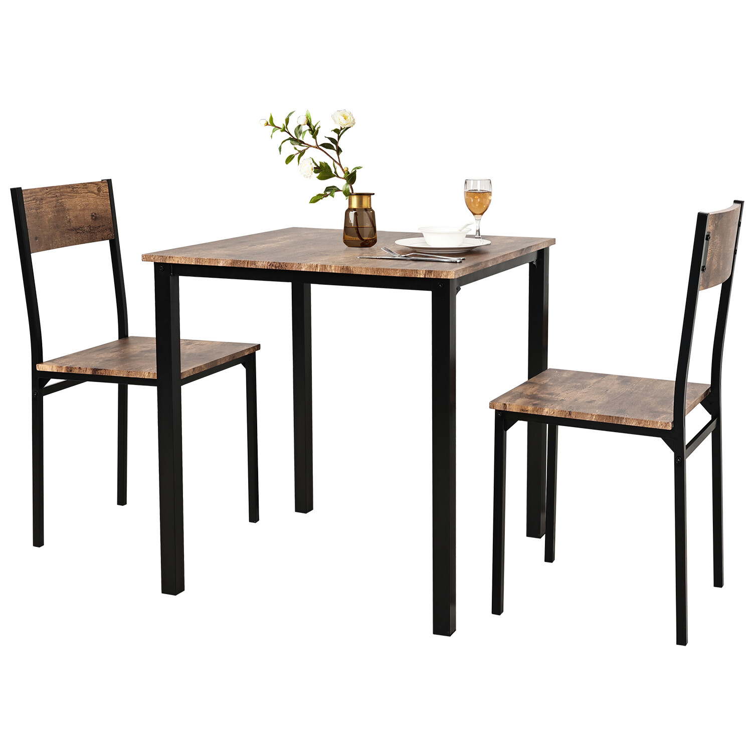 2/4 Seats Modern Dining Table and Chairs Set Metal Frame Kitchen Dining Room UK