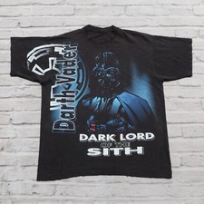 Vintage 90s Darth Vader Dark Lord of the Sith Shirt Size XL L Black Star Wars