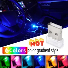 6x Mini RGB LED USB Car Interior Light Neon Atmosphere Ambient Lamp Accessories