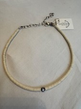 S. Carter Vinyl disc w/ silver rough cut pale pink stone necklace