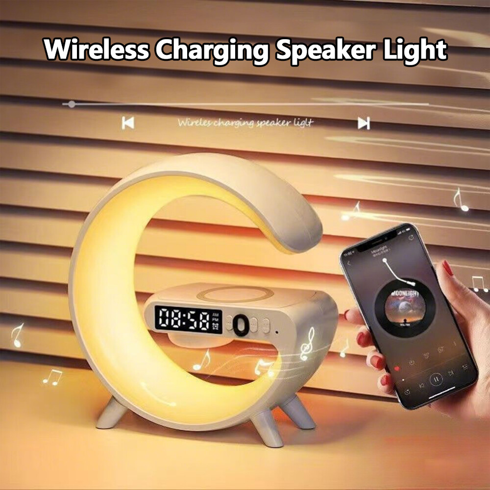 LED Smart Wake-Up Light RGB Night Light with Wireless Speaker, 15W Rechargeable-image