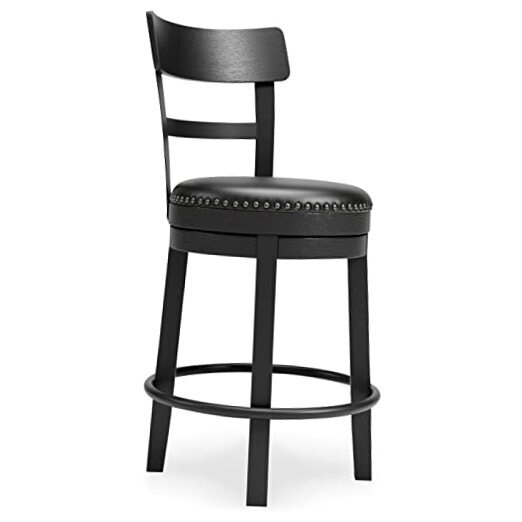 Valebeck 24 Inch Black Faux Leather Swivel Barstool for Counter Height