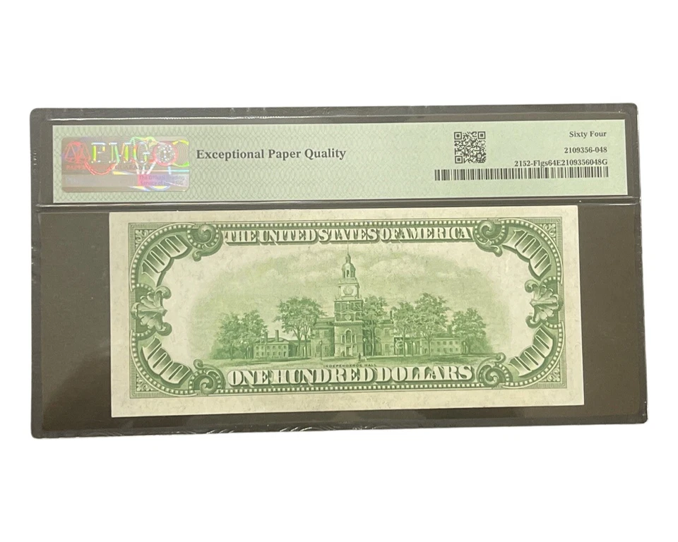 1934 $100 Atlanta Federal Reserve Note PMG 64 EPQ Fr#2152 2152F Light Green Rare - Image 3 of 3