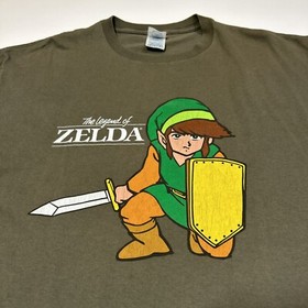 The Legend of Zelda Mens Large T-Shirt Green Nintendo NES Gamer Tee LOZ Y2K