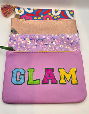 Ipsy  Multicolor Zipper Makeup Bag Pouches Lot of 4