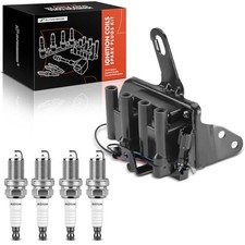 1x Ignition Coil Pack and 4x Iridium Spark Plugs Compatible with Hyundai
