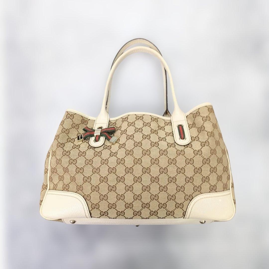 GUCCI GG Canvas Sherry Brown 2WAY Tote Bag Leather Trim Authentic thumbnail 2