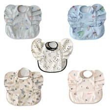 Kids Waterproof Bibs Short Sleeve Mess-Free Eating Feeding Baby Essentials Gift