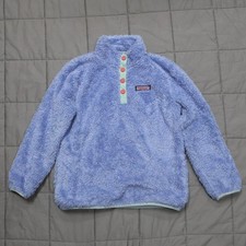 Vineyard Vines Kids Blue Fuzzy Sherpa Fleece Pullover Mock Neck Sweater M 10-12