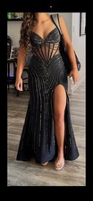 Ellie Wilde Black Prom Dress Sz 6 W/ Sewed In Bra