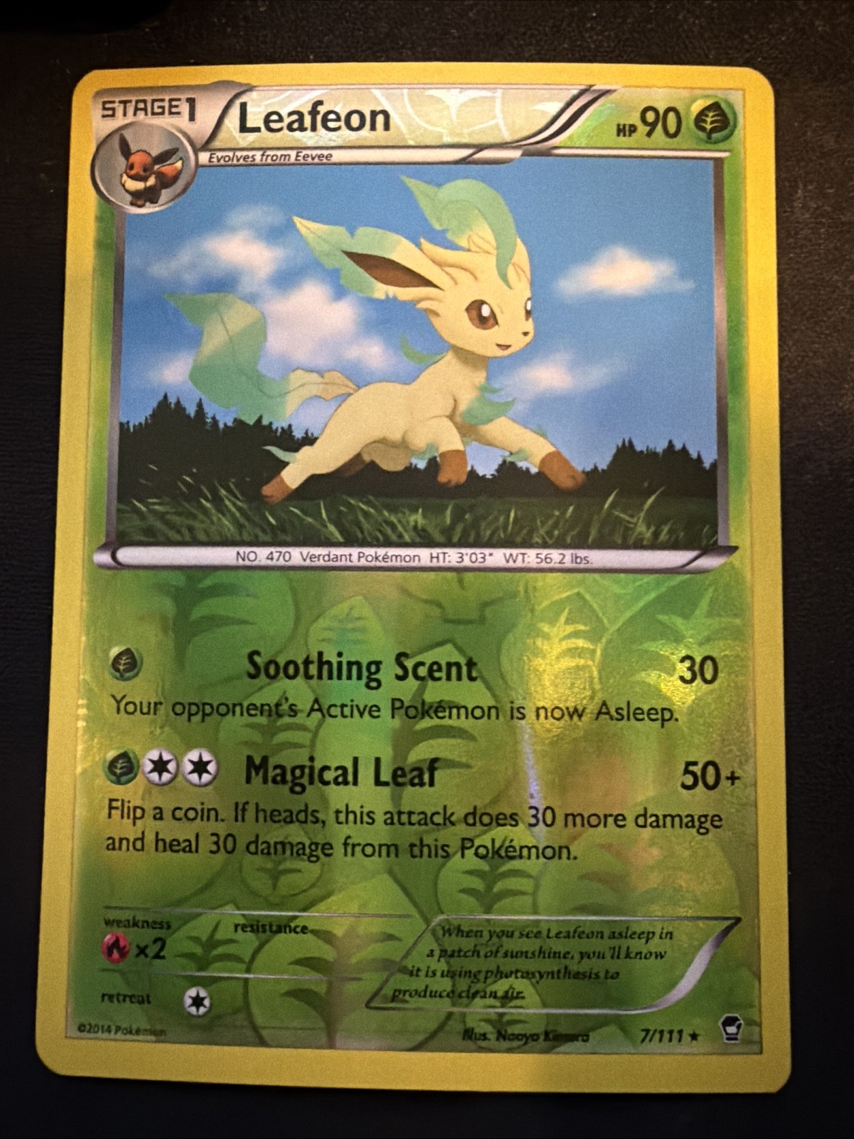 Leafeon 7/111 XY - Furious Fists Reverse Holo Very Lightly Played/NM