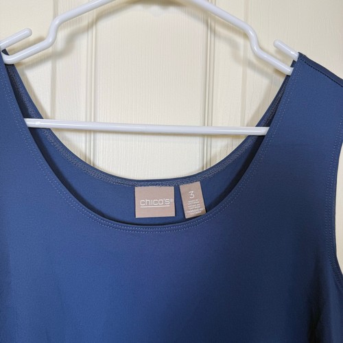 Chicos Basic Knit Tank Top Size 3 Dusty Blue Microfiber VGUC - Picture 2 of 6