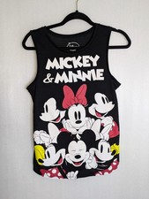 Disney Mickey  Minnie Shirt Juniors Size Medium 7/9 Black Tank Top Graphic