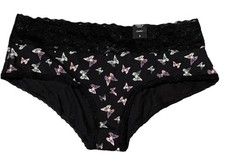 Torrid Women's Panties Plus Size 0X Large Cheeky Black Butterfly Print Lace