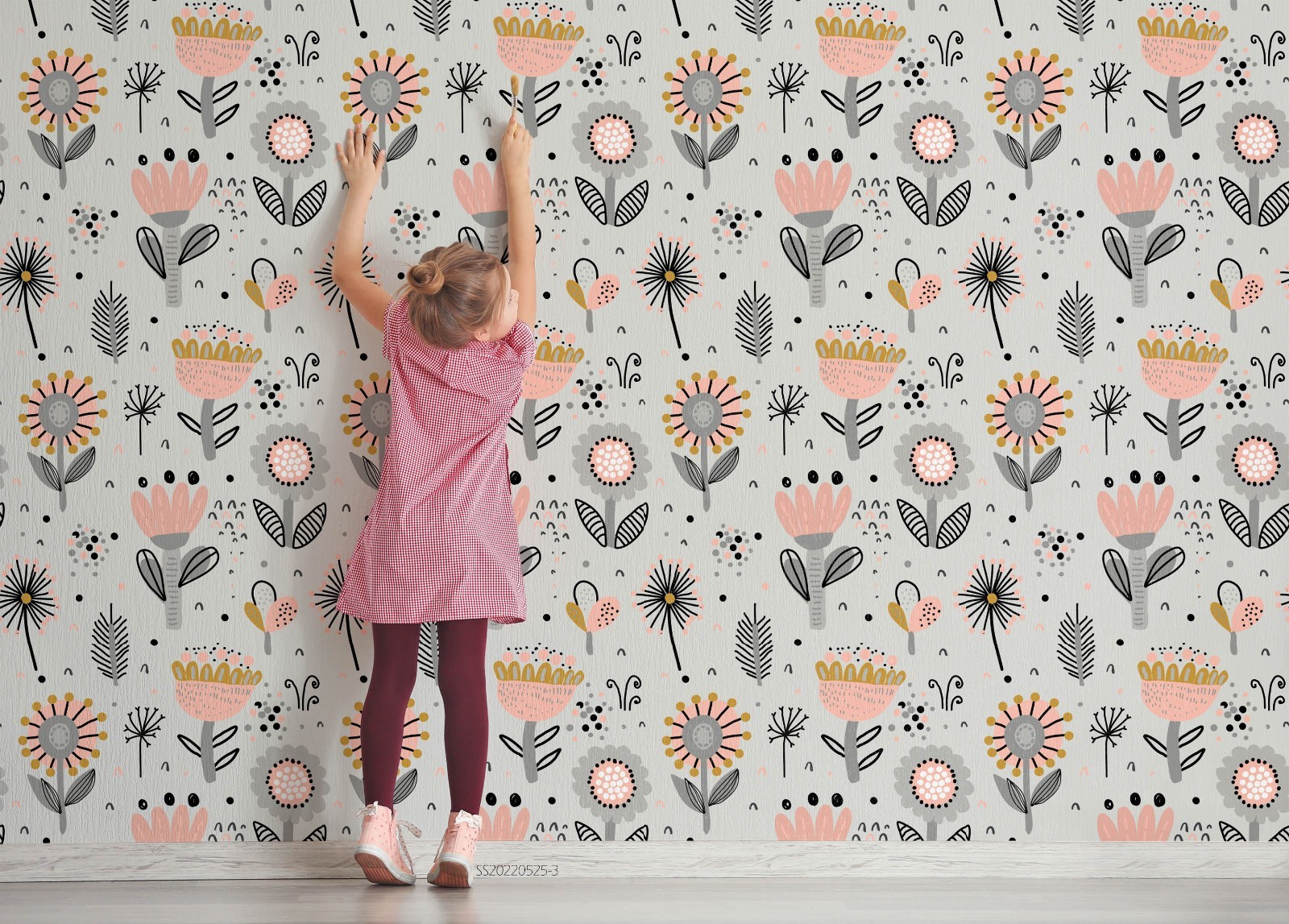 3D Hand Drawn Flowers Pattern Wall Murals Wallpaper Murals Wall Sticker