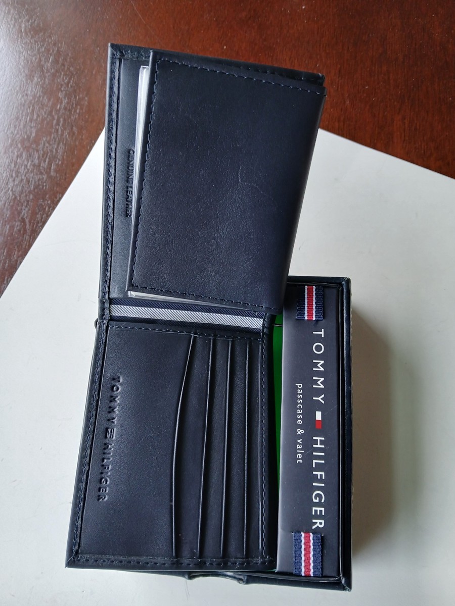 Passcase 31tl22x046 Tommy Hilfiger Men's Navy 100 Leather Passcase