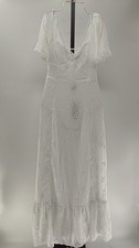 Lulus Women Tailor Made For You White Jacquard Lace-Up Maxi Dress S