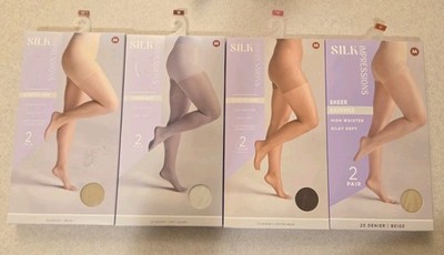 8 PAIR Silk Impressions MEDIUM Assorted Sheer Pantyhose 15 & 20 Denier #21426