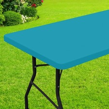 Rectangle Picnic Table Cloth, Waterproof Elastic Fitted Tablecloths for 6 Foo...