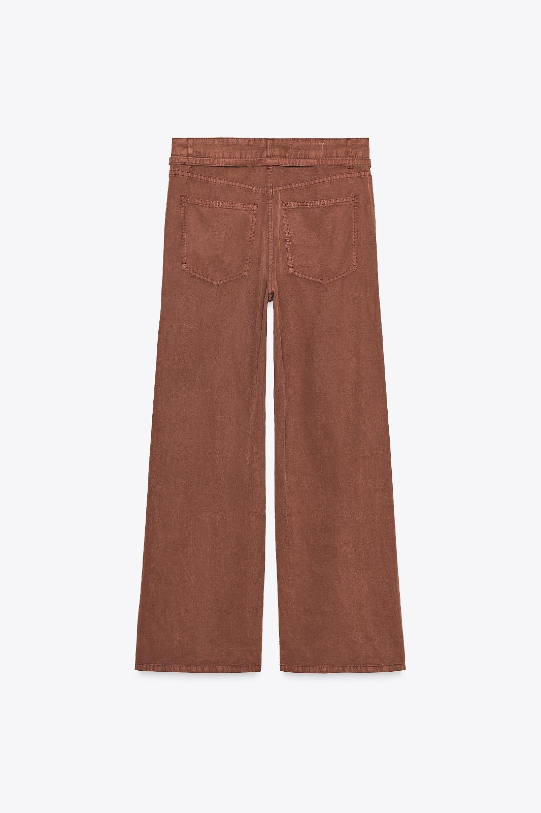 FINAL SALE- ZARA Flowy Belted Terracota Pants for Women- Size 14 thumbnail 5