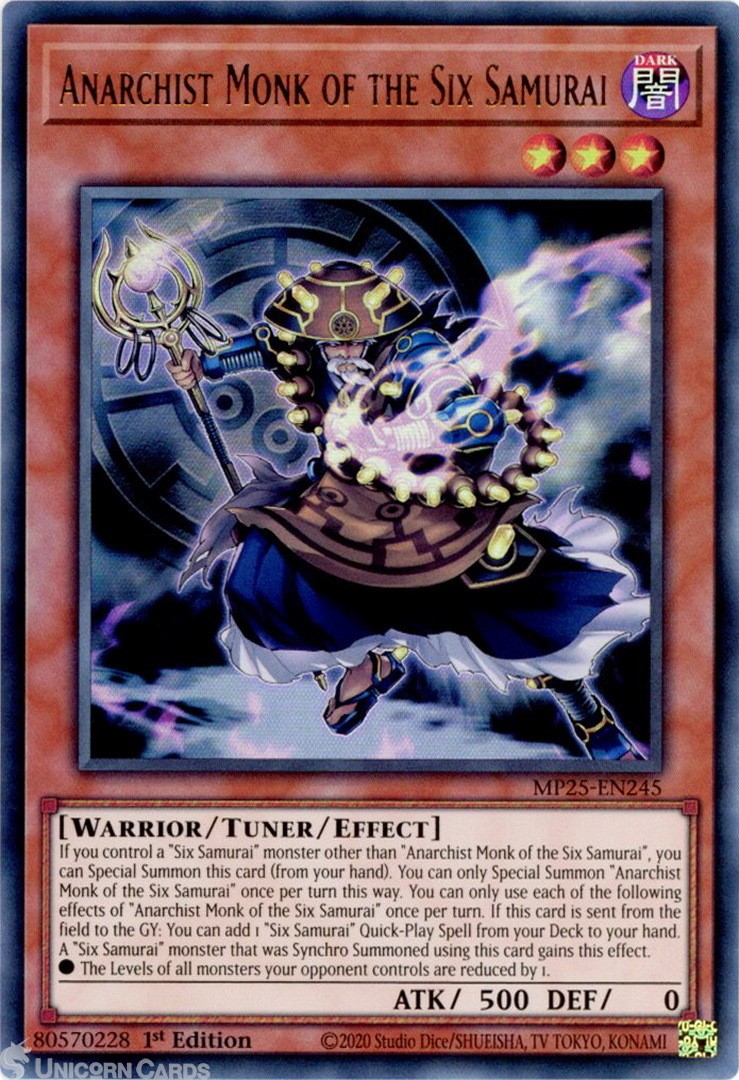 MP25-EN245 Anarchist Monk of the Six Samurai : Ultra Rare 1st Edition Mint YuGiO