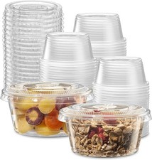 3.25 oz Clear Diposable Plastic Portion Cups With Lids, Disposable Souffle Cups