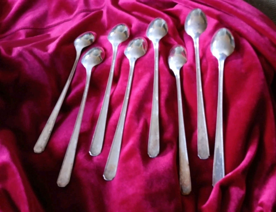 Oneida Hotel Plate 7.5" Ice Tea/Ice Cream Silver Plated Vintage Spoons 8 - Image 4 of 4