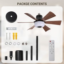 Image of Smart LED Ceiling Fan Light Dimmable Lamp RGB Bluetooth Music Speaker 3 Speeds