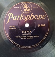10" 78RPM PAUL MANIA- WURLITZER Organ Solo Vesper/Pizzicato R489 (157)