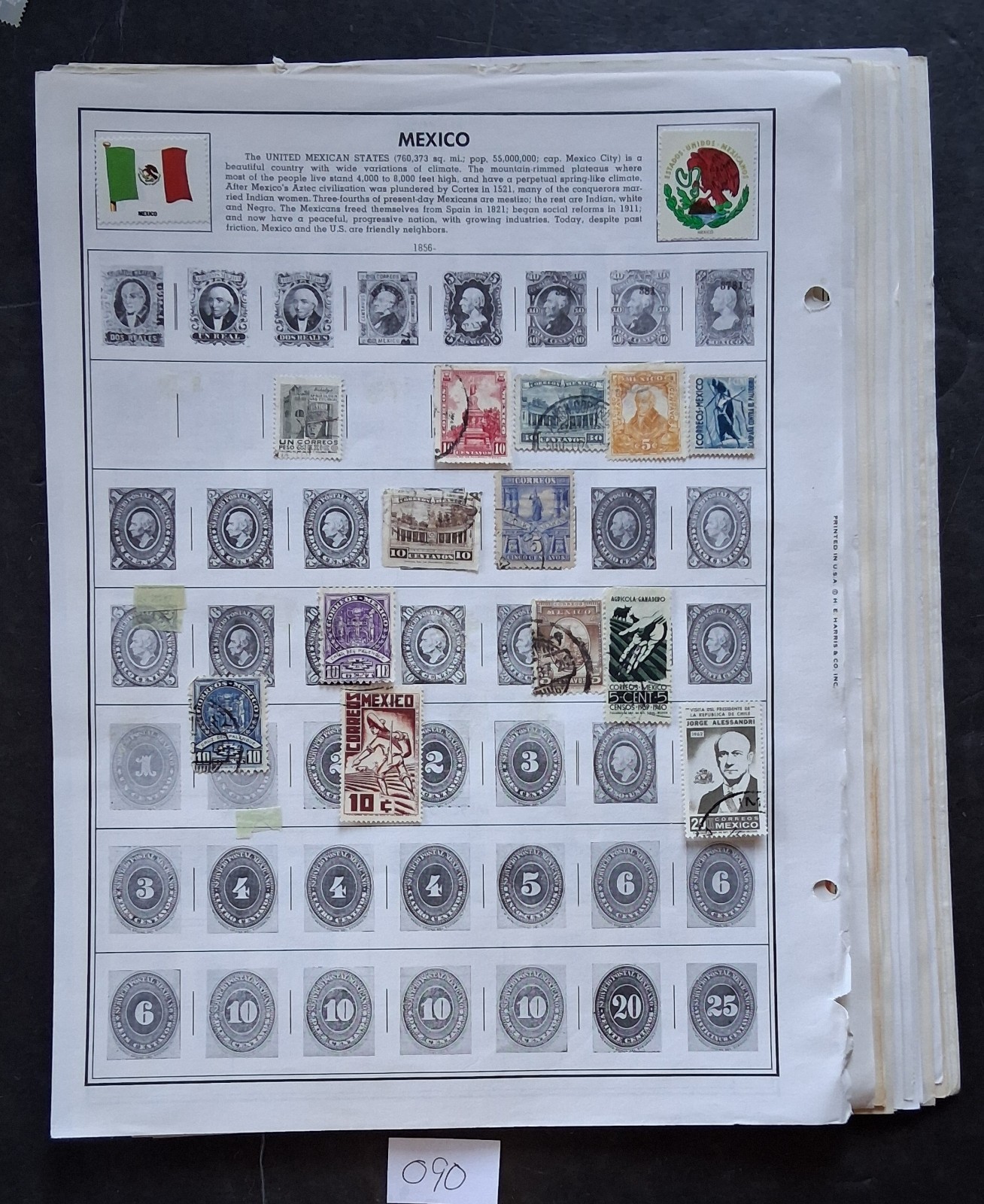 090) Mexico 1856-1989 Mint /U Stamps on Album Pgs From Huge Stamp Collection Lot