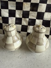 NEW MACKENZIE CHILDS ENAMEL MOCHA SMALL SALT & PEPPER SET