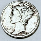 1943 Mercury Dime 10C 90% Silver Liberty Winged Cap Design #5857