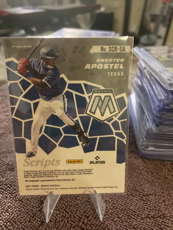 Sherten Apostel 2021 Panini Mosaic Scripts Auto B #SCR-SA Texas Rangers - Image 3 of 4