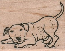 Crouching Dog 1 3/4 x 2" Rubber Stamp, Animal Stamp, Dog Stamp
