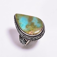 Natural Larimar Gemstone 925 Sterling Silver Ring 7.5 US Jewelry Gift For Women