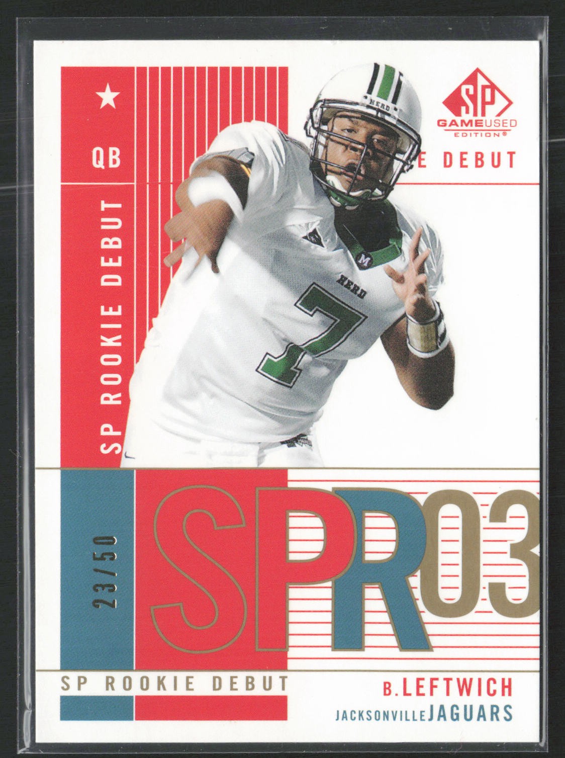 Byron Leftwich SP Game Used #92 Gold