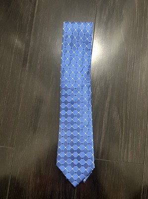 Countess Mara 100% Silk Tie Mens Blue Diamond Geometric Necktie