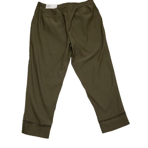Cato Women Size 16W Slim Ankle Crop Pants Olive Green Plus Stretch Cutout Detail - Picture 6 of 7