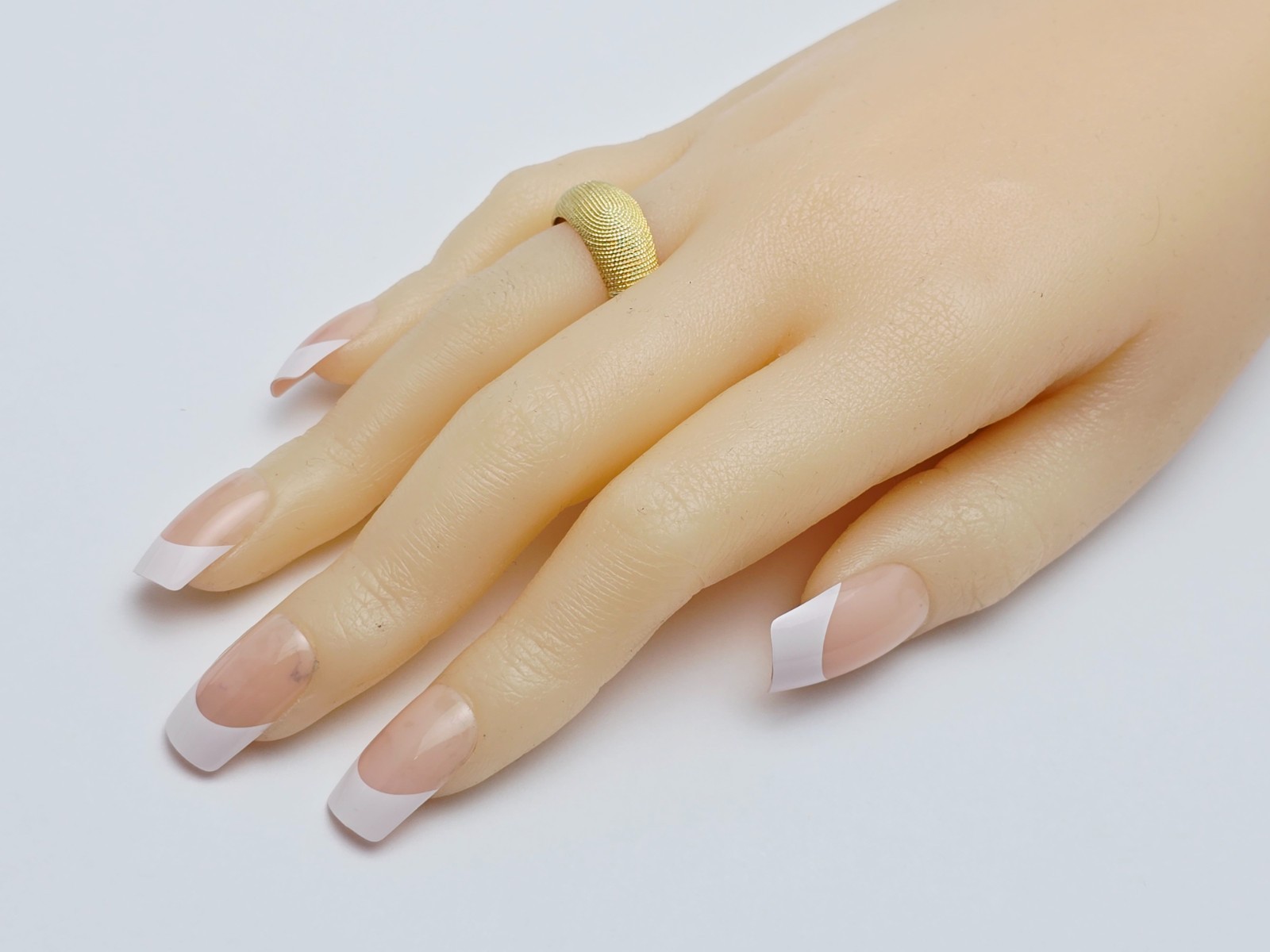 Unique 14K Solid Yellow Gold Granulated Domed Mes… - image 10