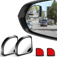 2PCS Blind Spot Mirror, HD Glass and ABS Housing Convex Wide Black Stick Fan