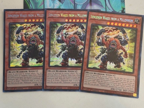 Yugioh 3x Sengenjin Wakes from a Millennium Prismatic Secret Rare MP25-EN077