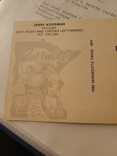 1981 JERRY KOOSMAN POSTCARD SIGNED WITH AUTHENTICATED LETTER - Picture 6 of 7