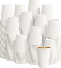 400 Pack 8 Oz White Paper Coffee Cups, Disposable Hot Cups for Coffee, Tea, Coco