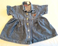 Vtg Chicago Bulls Mighty Mac Jump Ball Club Denim Infant Girls Sz 24 Month Dress
