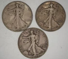 3 Walking Liberty half dollars 90% silver