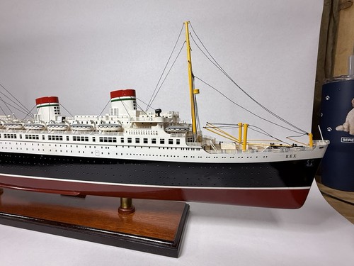 SS Rex Ocean Liner Wooden Ship Model 34” Handcrafted Display w/ Stand Italy B2 - Picture 14 of 22